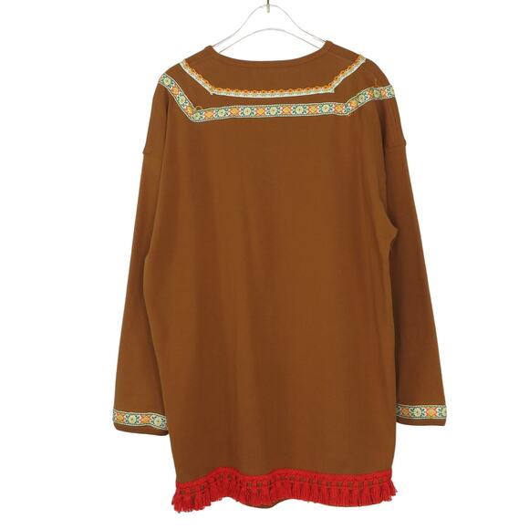Vintage Songwriter Embroidered Brown Boho Western Tassel Blouse Small- Medium - Picture 5 of 9
